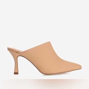 Journee Collection Shiyza Mules High Stiletto Pointed Toe Pumps in Tan - NWT